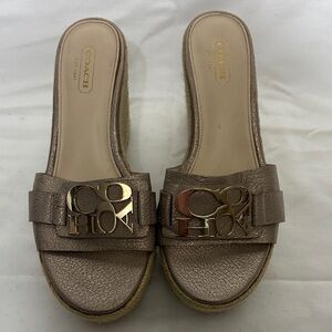 Coach Carlana Signature Gold Women's Metallic Mules
